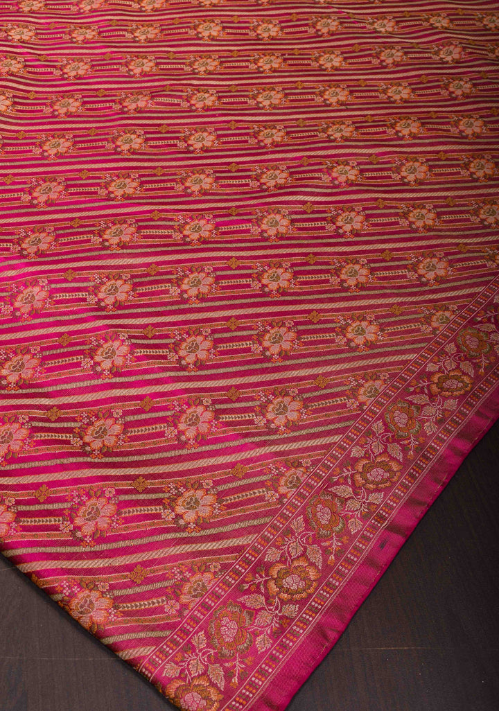 Magenta Tanchoi Floral Banarasi Silk Saree in Pure Silk Satin | SILK MARK CERTIFIED (Copy)