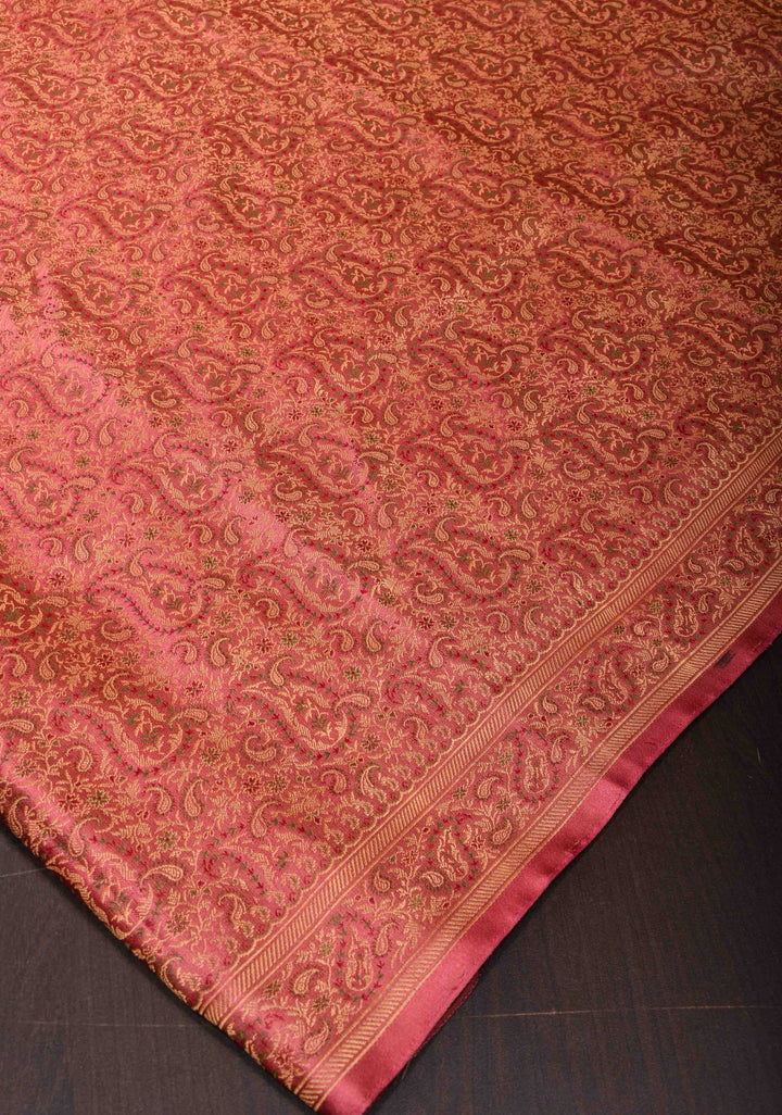 Old Rose Tanchoi Banarasi Saree in Pure Silk Satin | SILK MARK CERTIFIED
