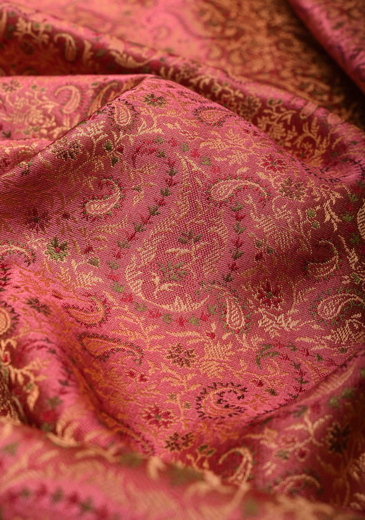 Old Rose Tanchoi Banarasi Saree in Pure Silk Satin | SILK MARK CERTIFIED