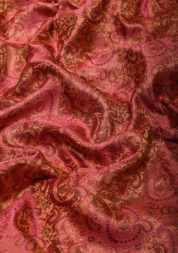 Old Rose Tanchoi Banarasi Saree in Pure Silk Satin | SILK MARK CERTIFIED