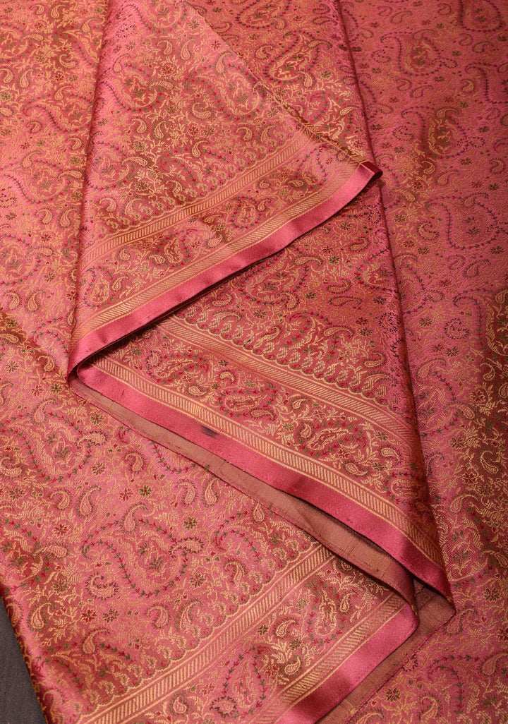 Old Rose Tanchoi Banarasi Saree in Pure Silk Satin | SILK MARK CERTIFIED