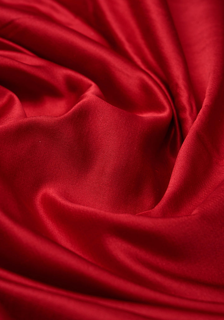 Blood Red Mashru Silk Saree with Zari Border | SILK MARK CERTIFIED