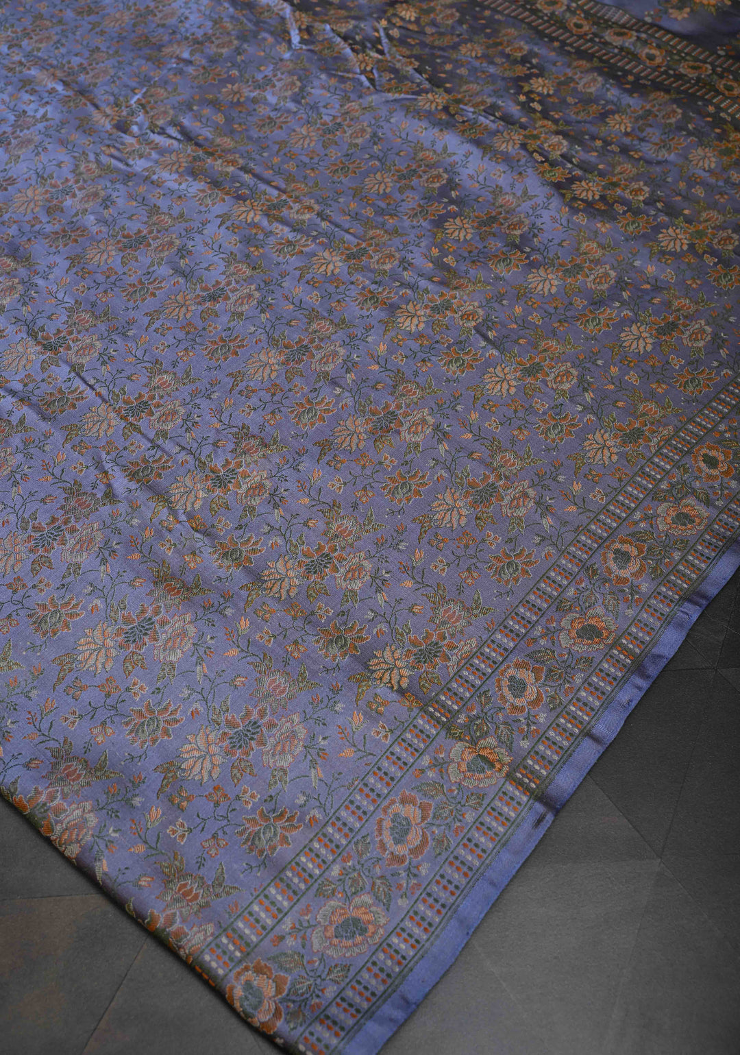 Pastel Blue Tanchoi Banarasi Satin Silk Saree with Floral Brocade Jaal | SILK MARK CERTIFIED