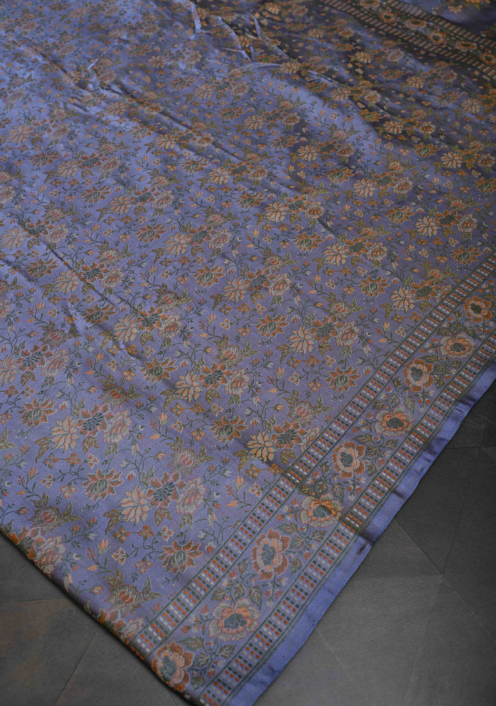 Pastel Blue Tanchoi Banarasi Satin Silk Saree with Floral Brocade Jaal | SILK MARK CERTIFIED