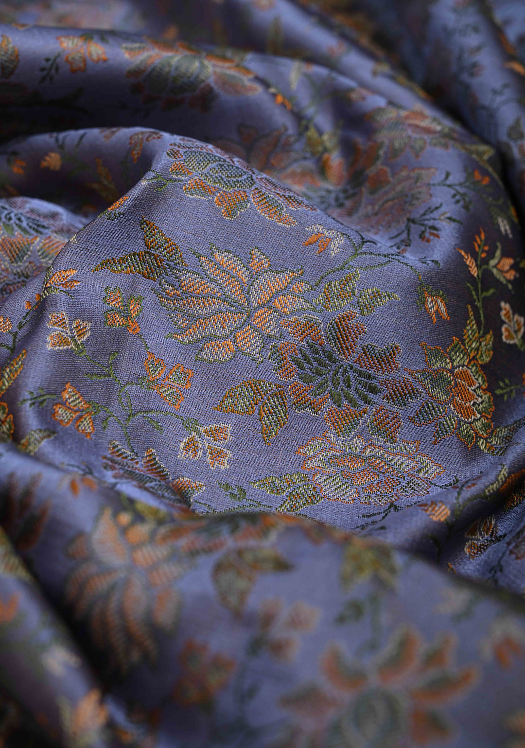 Pastel Blue Tanchoi Banarasi Satin Silk Saree with Floral Brocade Jaal | SILK MARK CERTIFIED