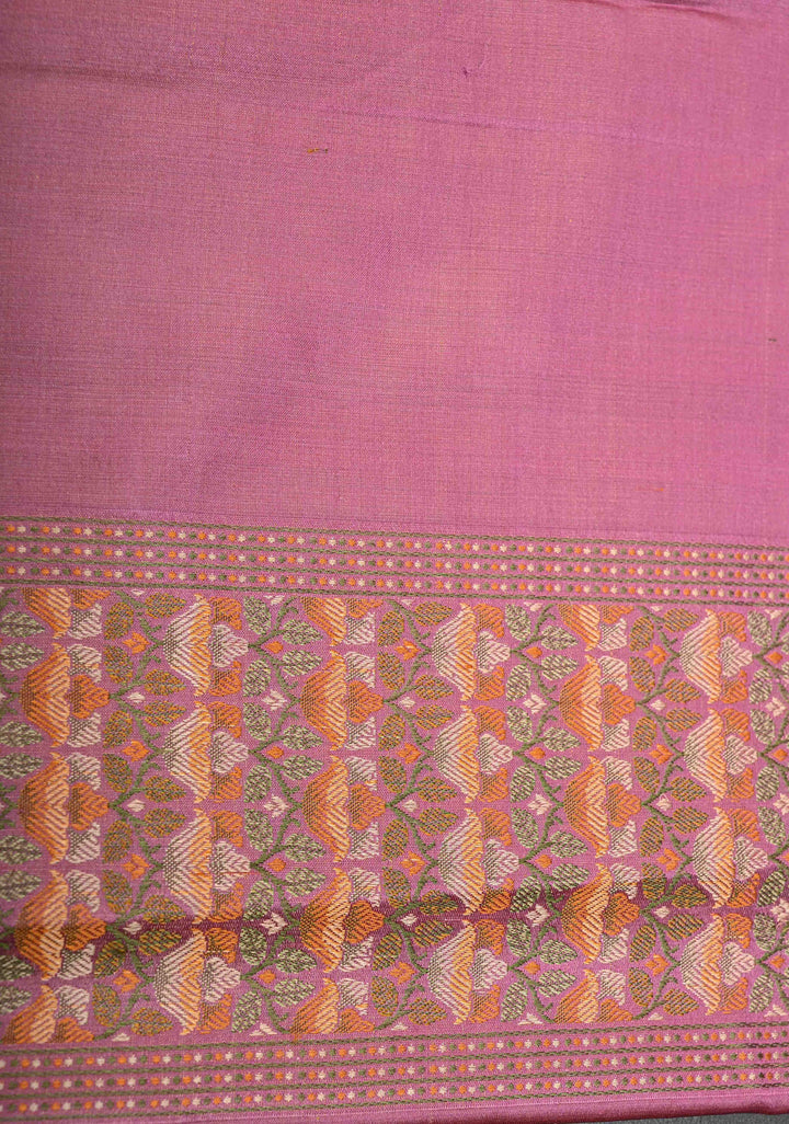 Tulip Pink Tanchoi Banarasi Satin Silk Saree with Floral Brocade Jaal | SILK MARK CERTIFIED
