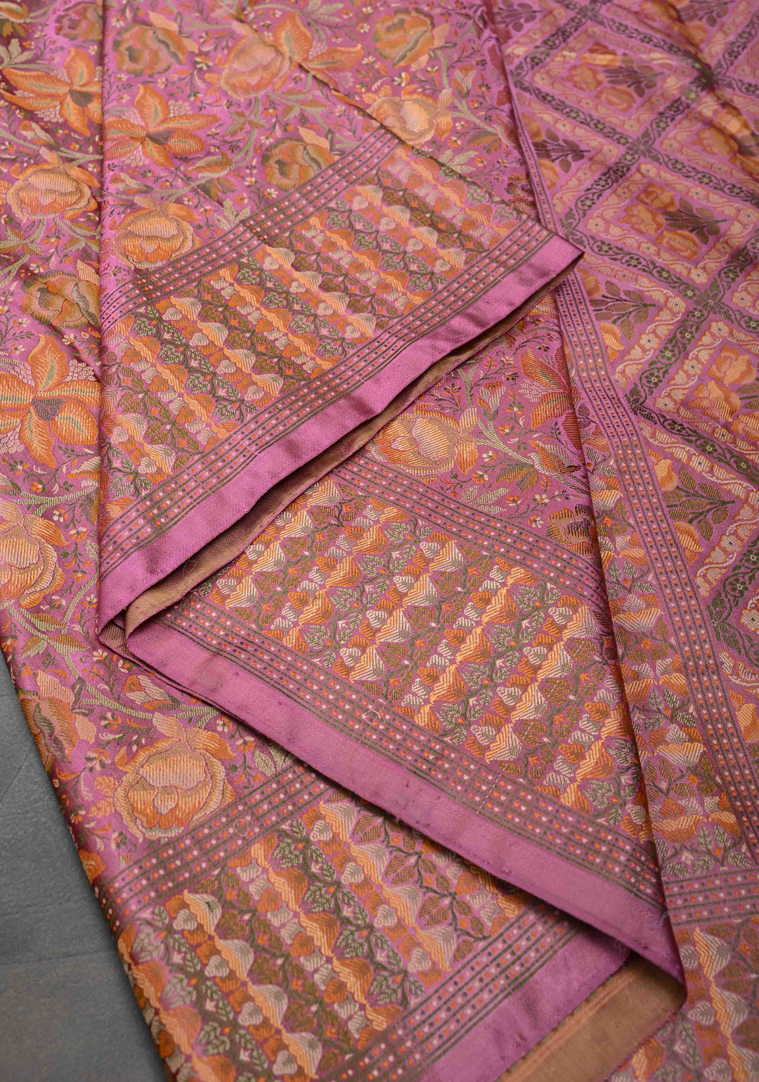 Tulip Pink Tanchoi Banarasi Satin Silk Saree with Floral Brocade Jaal | SILK MARK CERTIFIED