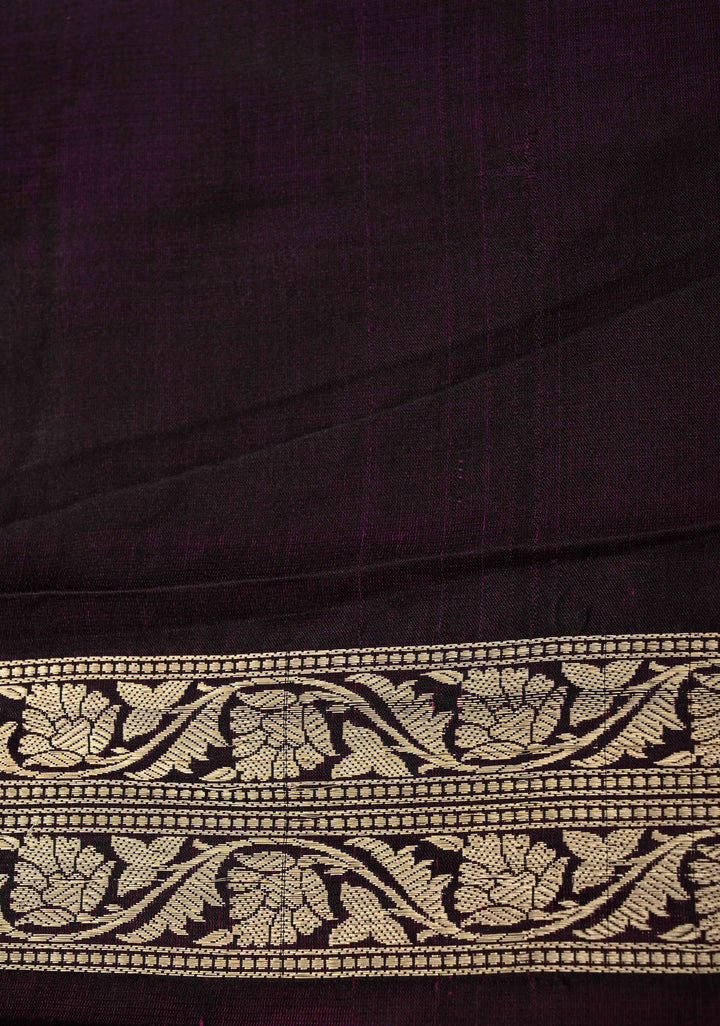 Purple Dual Tone Tanchoi Banarasi Saree in Pure Silk Satin and Zari Border | SILK MARK CERTIFIED