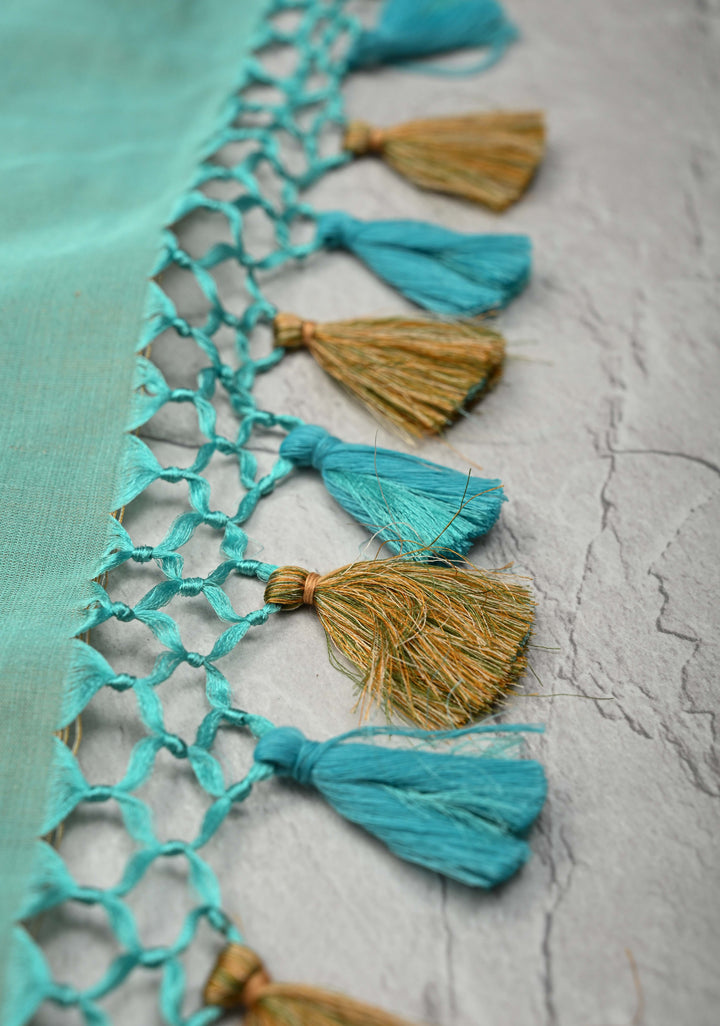 light cyan Tanchoi Banarasi Satin Silk Saree with Floral Brocade Jaal | SILK MARK CERTIFIED