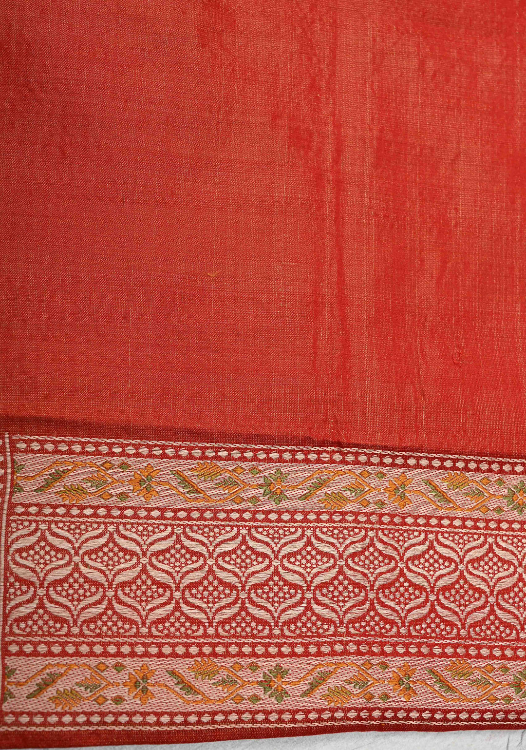 Red Tanchoi Banarasi Satin Silk Saree with Floral Brocade Jaal | SILK MARK CERTIFIED