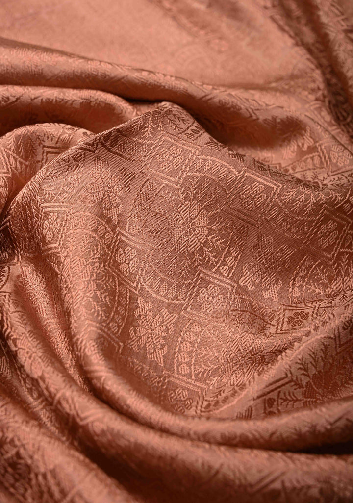Dusty Rose Tanchoi Banarasi Satin Silk Saree with Brocade and Contrast Zari Border| SILK MARK CERTIFIED