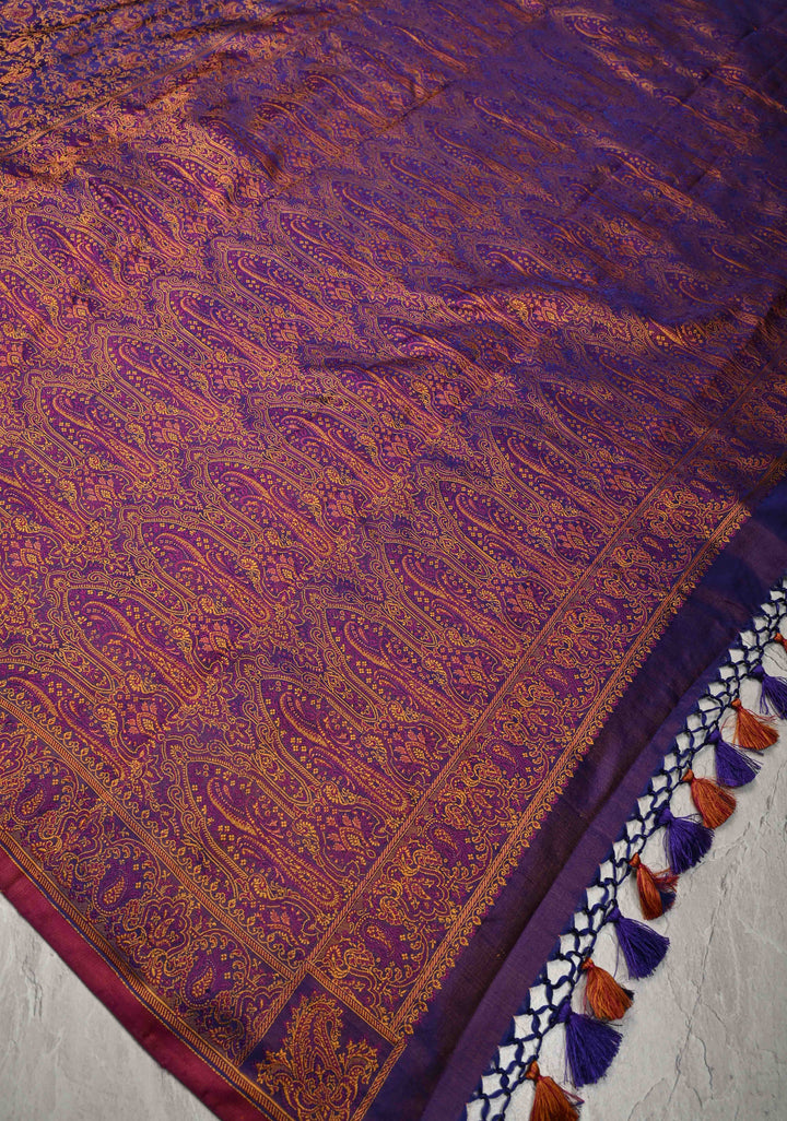 Purple Dual Tone Tanchoi Banarasi Satin Silk Saree | SILK MARK CERTIFIED