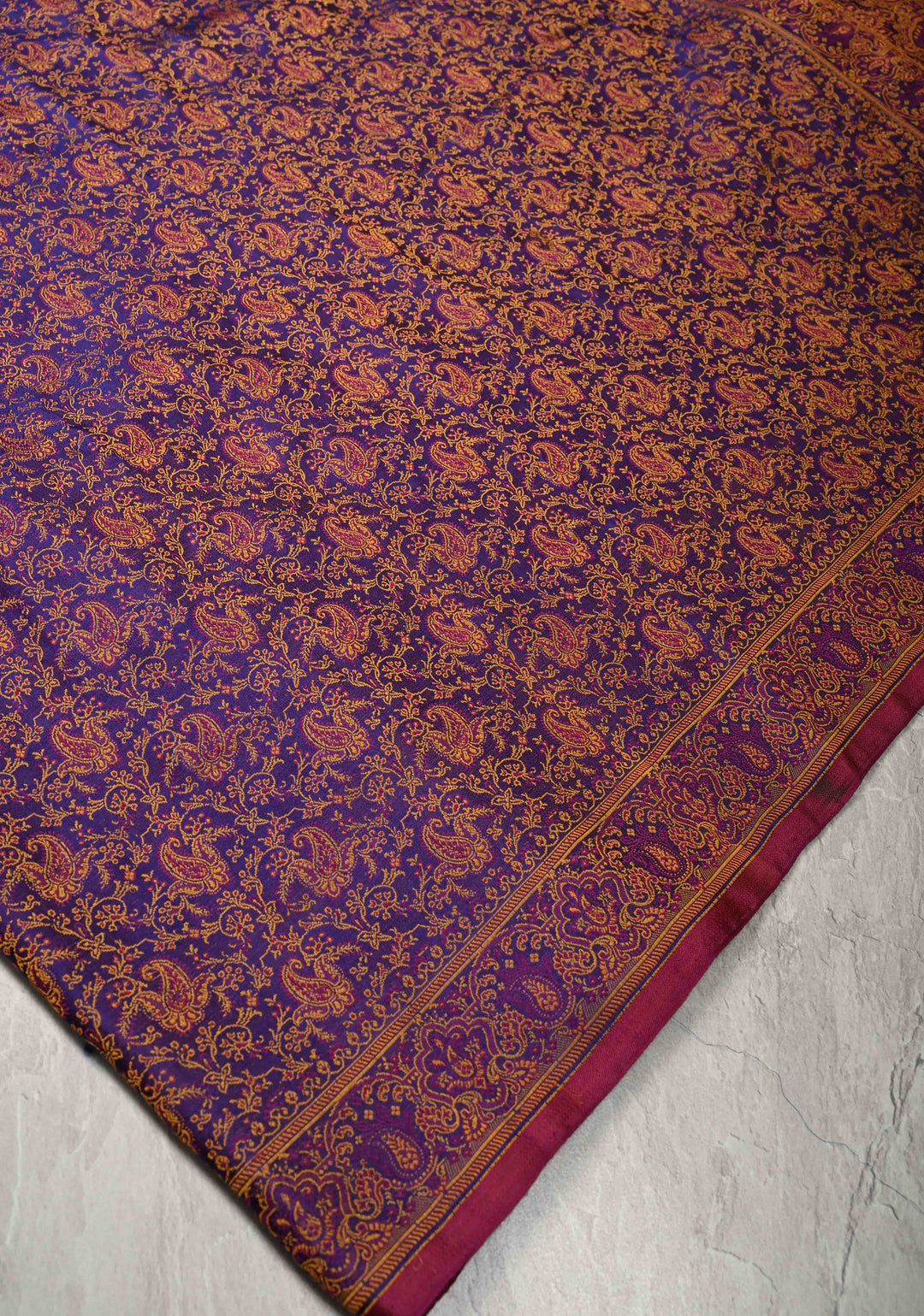 Purple Dual Tone Tanchoi Banarasi Satin Silk Saree | SILK MARK CERTIFIED
