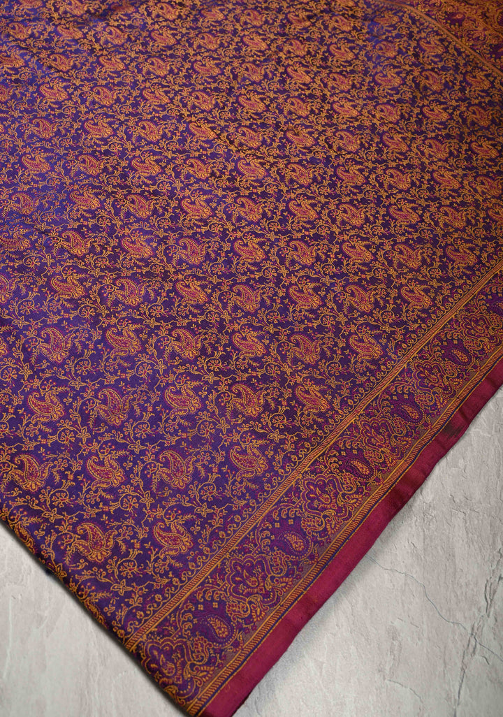 Purple Dual Tone Tanchoi Banarasi Satin Silk Saree | SILK MARK CERTIFIED