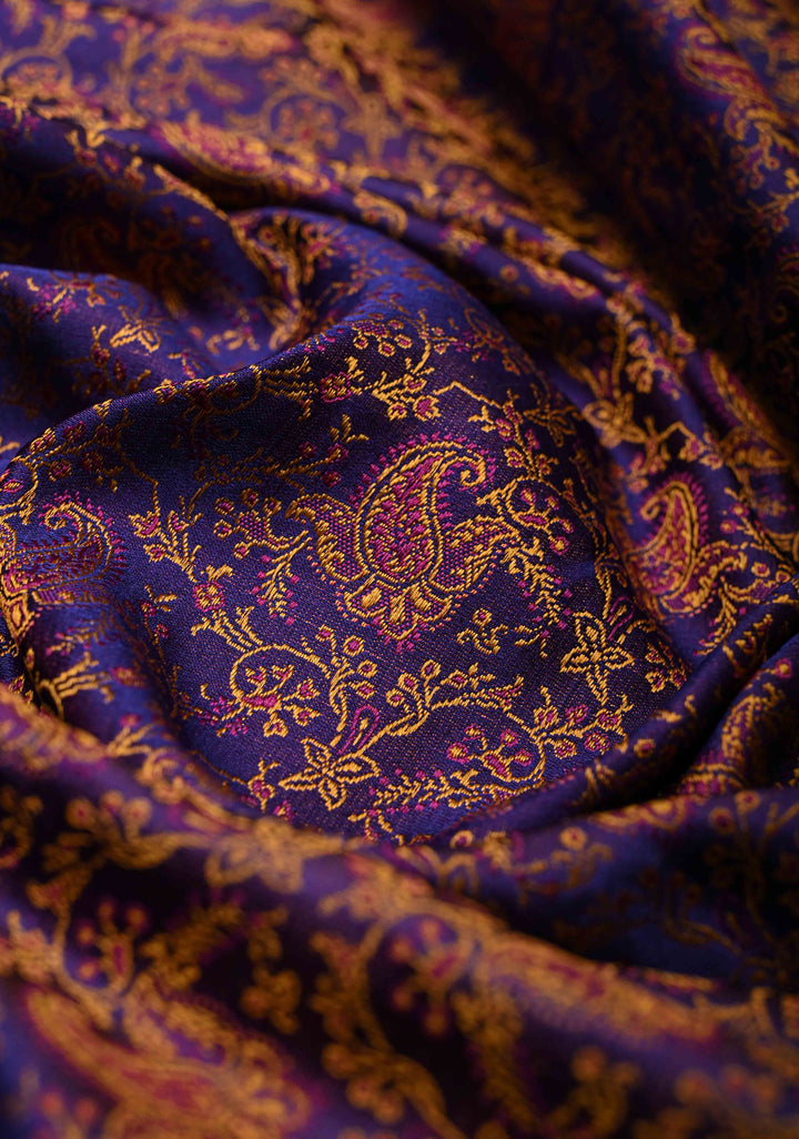 Purple Dual Tone Tanchoi Banarasi Satin Silk Saree | SILK MARK CERTIFIED