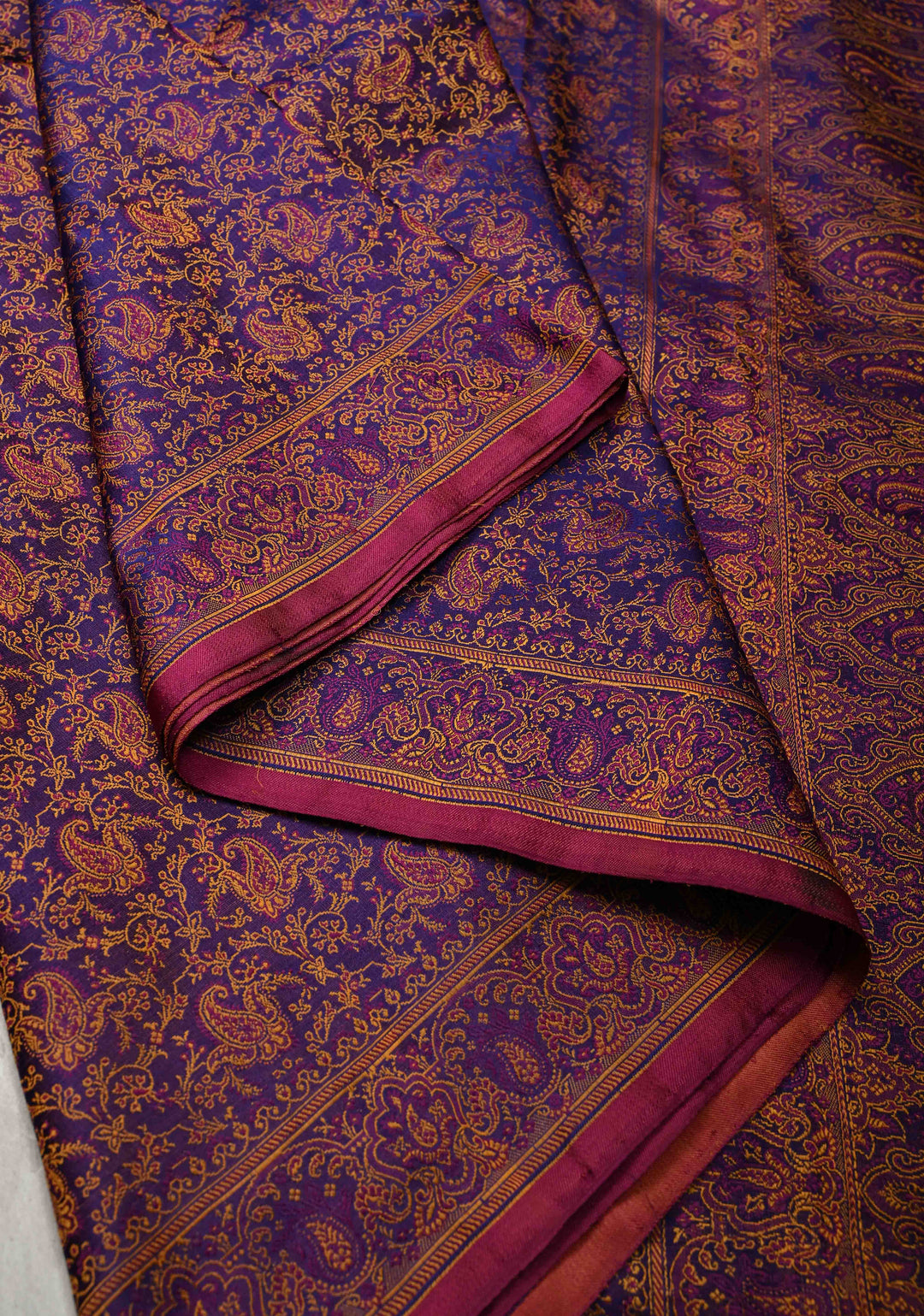 Purple Dual Tone Tanchoi Banarasi Satin Silk Saree | SILK MARK CERTIFIED