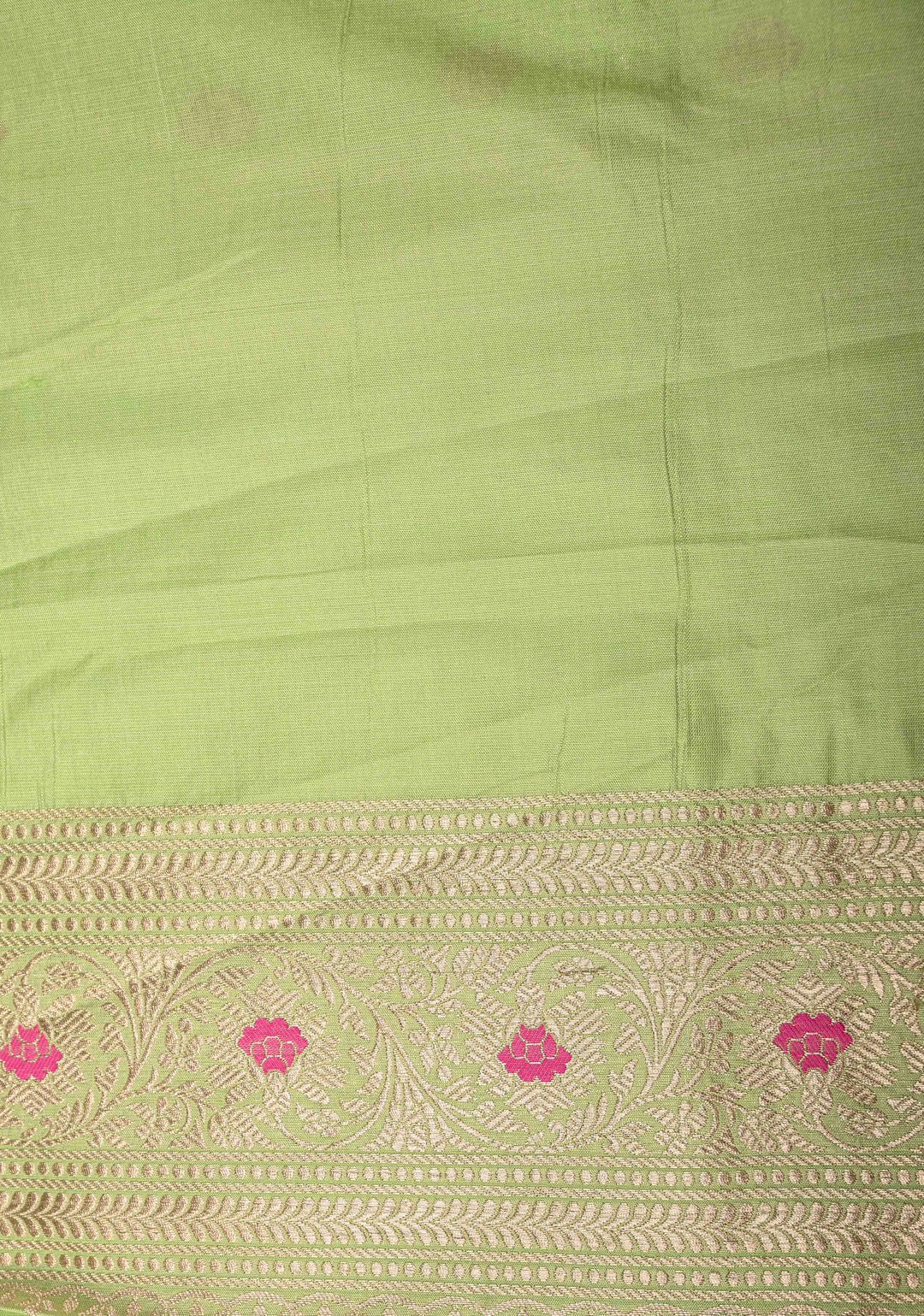 Pistachio Green Meenakari Banarasi Katan Silk Saree with Floral Jaal and Zari Border-Pallu | SILK MARK CERTIFIED
