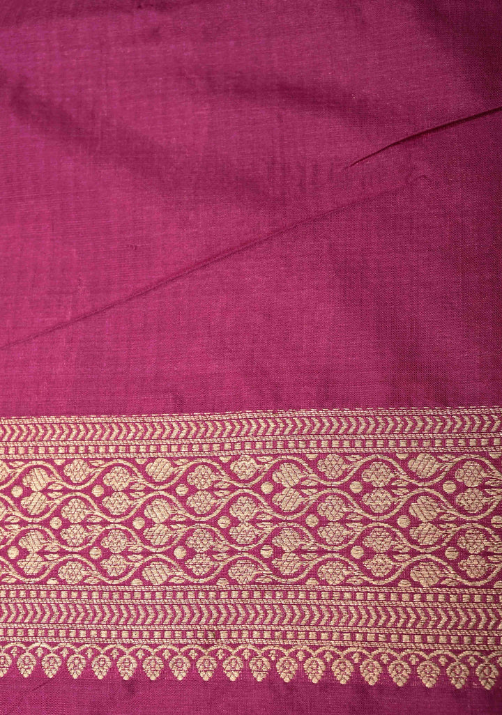 Magenta Banarasi Katan Silk Saree with Floral Brocade Jaal and Zari Border | SILK MARK CERTIFIED