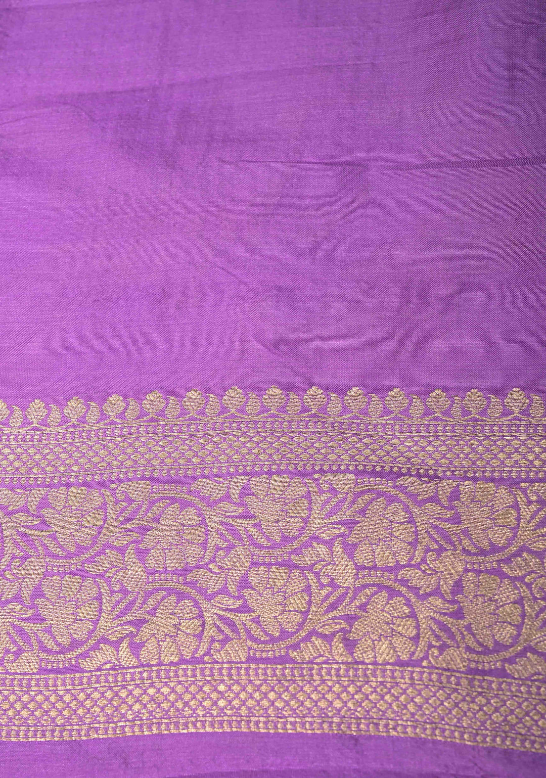 Lavender Banarasi Katan Silk Saree with Floral Brocade Jaal and Zari Border | SILK MARK CERTIFIED