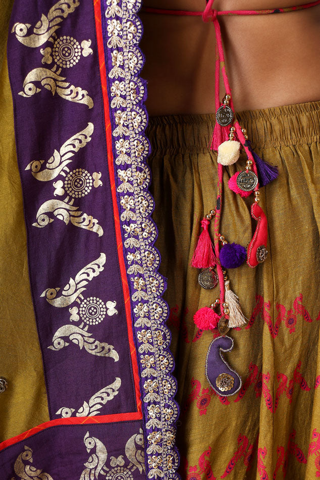 SMRITI OLIVE LEHENGA ( SET OF 3)