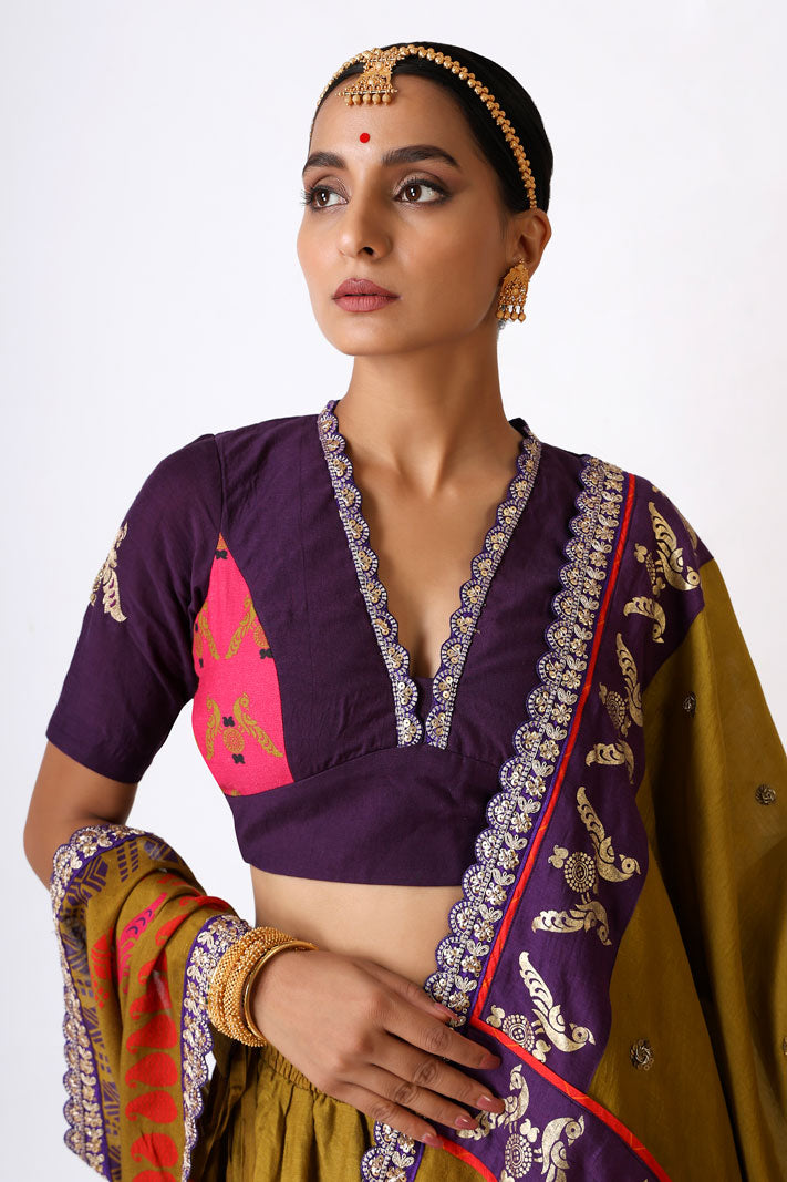 SMRITI OLIVE LEHENGA ( SET OF 3)