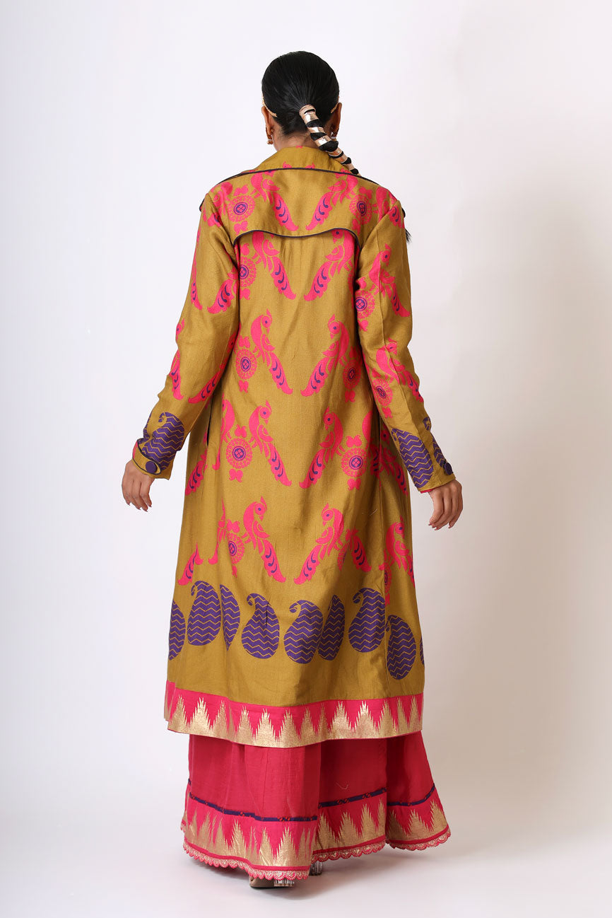 SMRITI OLIVE TRENCH COAT | SHOBITAM