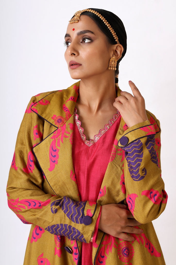 SMRITI OLIVE TRENCH COAT | SHOBITAM