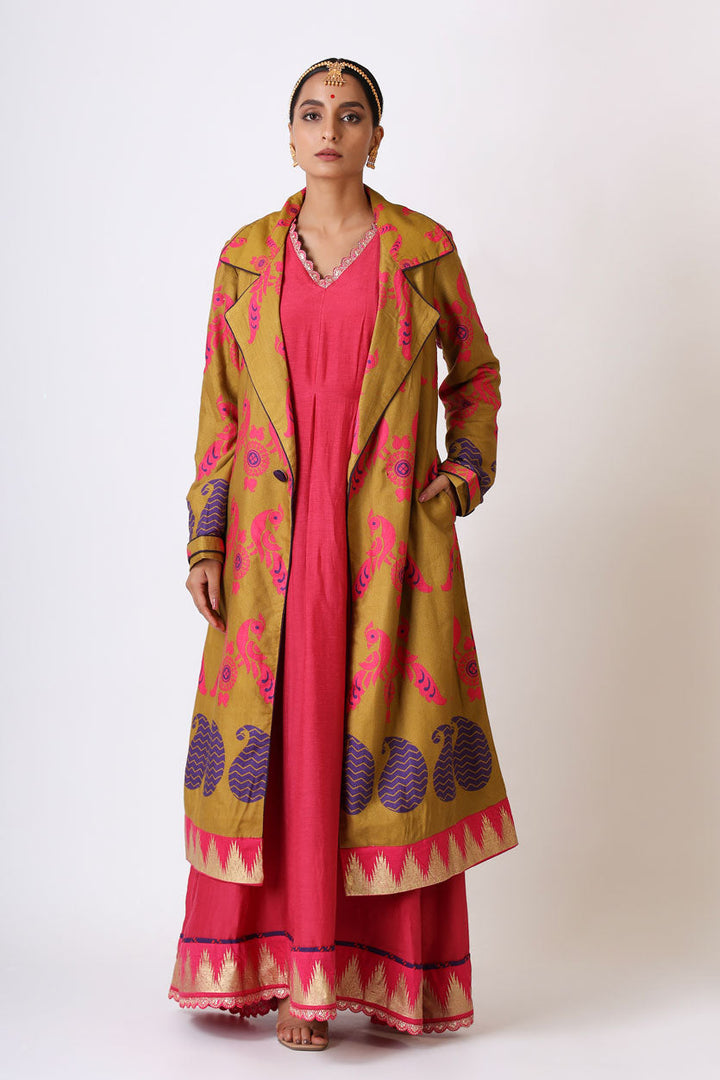 SMRITI OLIVE TRENCH COAT | SHOBITAM