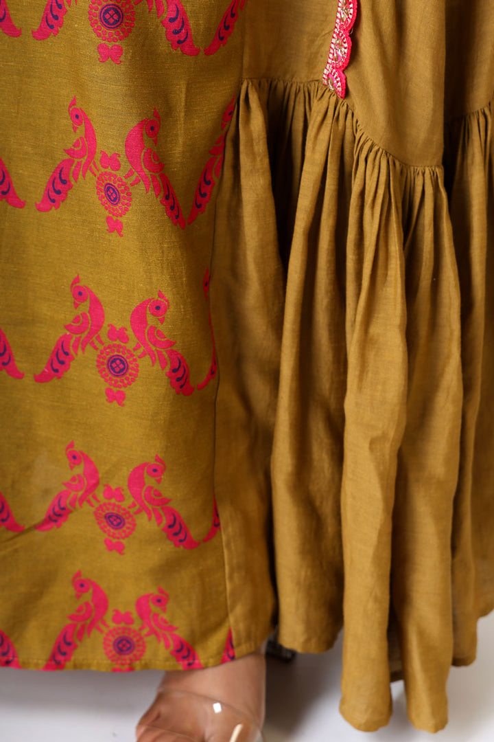 SMRITI PLEATED OLIVE DRESS | SHOBITAM