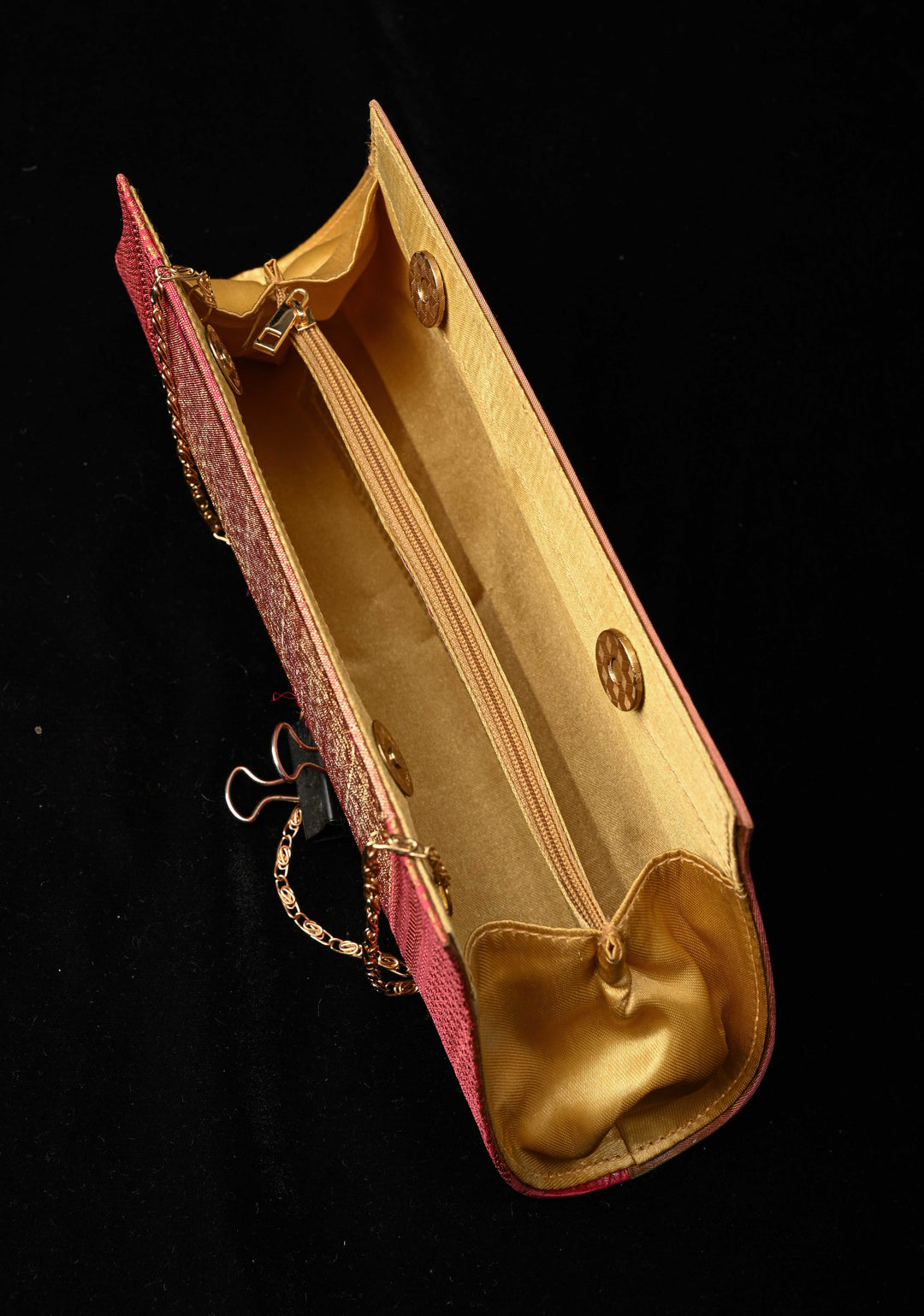 Pink Dual tone Authentic Handcrafted Paithani Pure Silk and Tissue Clutch with Birds Motifs | SILK MARK CERTIFIED