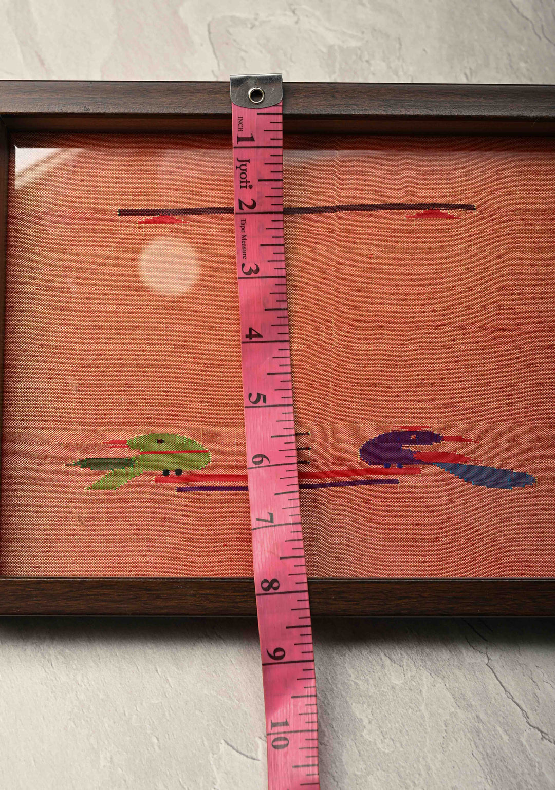 Pure Yeola Paithani Tissue Handloom Peacock Parrot Handwoven Framed Tray | SILK MARK CERTIFIED