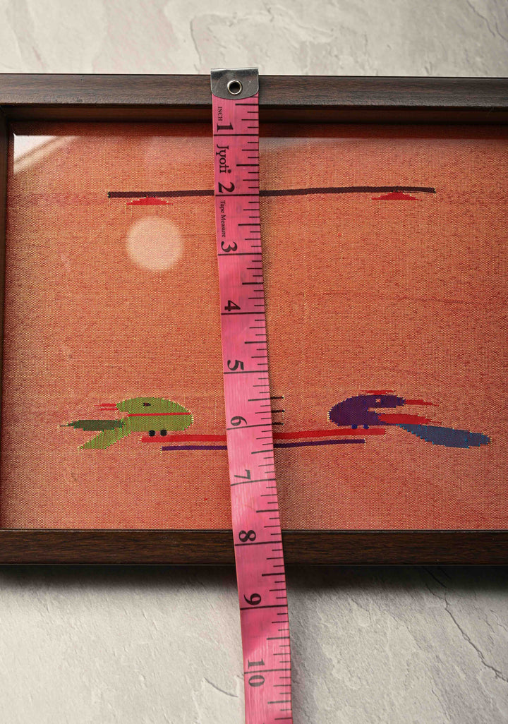 Pure Yeola Paithani Tissue Handloom Peacock Parrot Handwoven Framed Tray | SILK MARK CERTIFIED