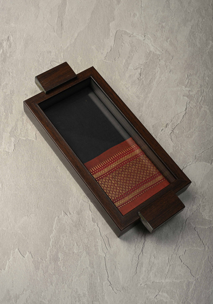 Pure Yeola Paithani Tissue Handloom  Handwoven Framed Tray | SILK MARK CERTIFIED