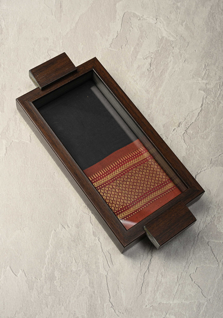 Pure Yeola Paithani Tissue Handloom  Handwoven Framed Tray | SILK MARK CERTIFIED