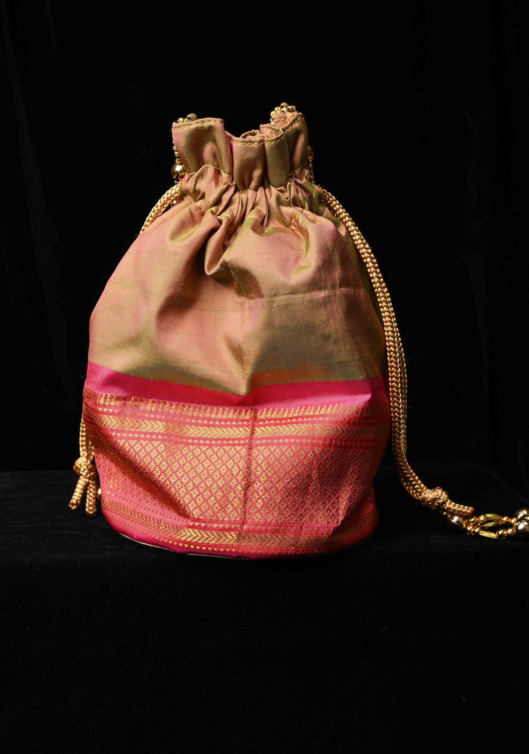 Pure Paithani Silk Potli Bag with Tissue Parrot Peacock detailing, Holds an  iphone pro max | SILK MARK CERTIFIED