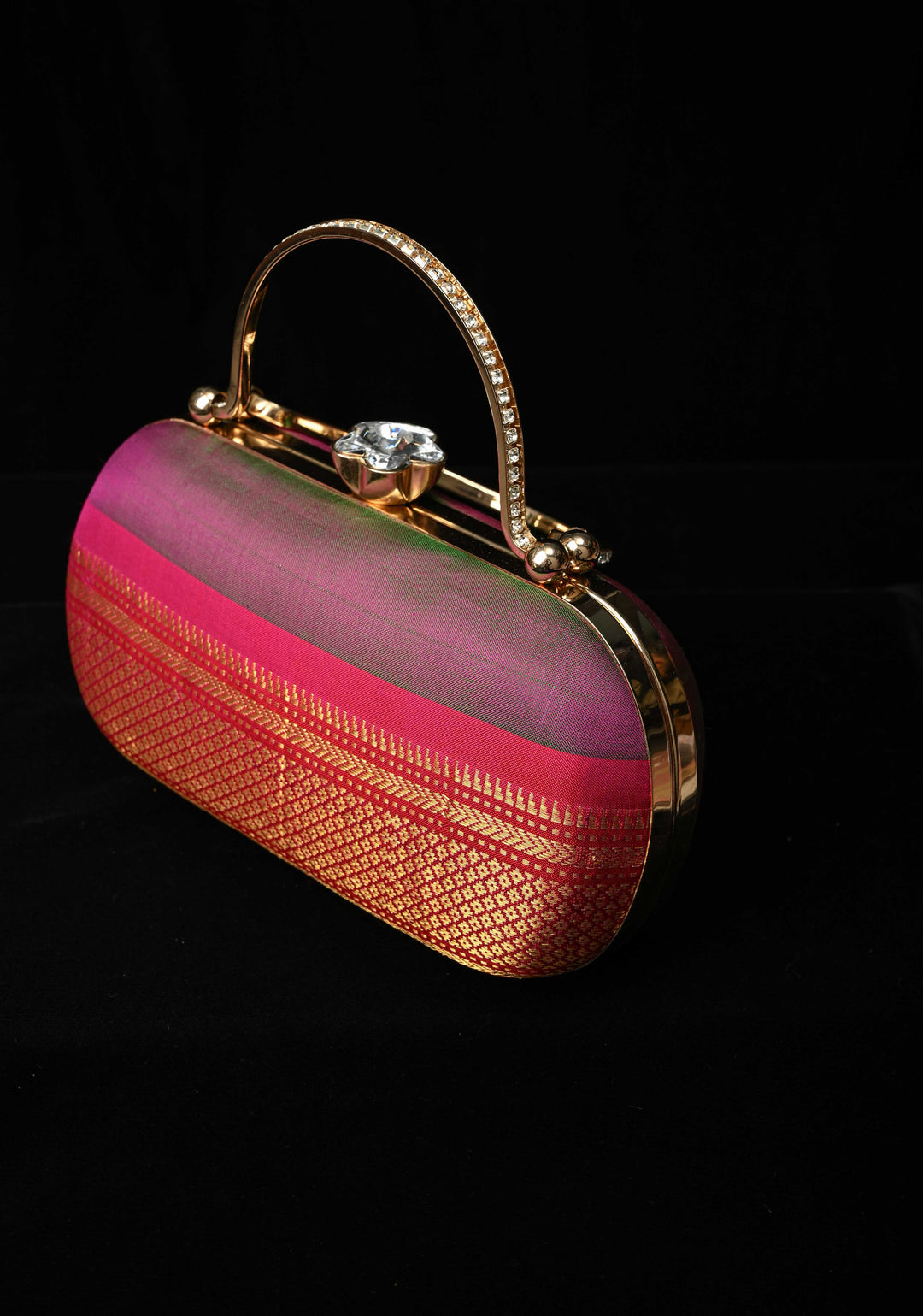 Yeola Paithani Pure Silk Clutch in Purple Dual Tone  | SILK MARK CERTIFIED