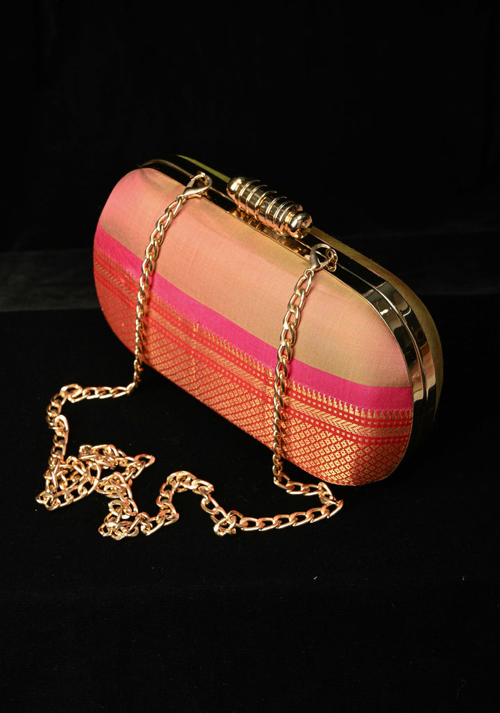 Pure Yeola Paithnai Silk Clutch with Zari Border | SILK MARK CERTIFIED