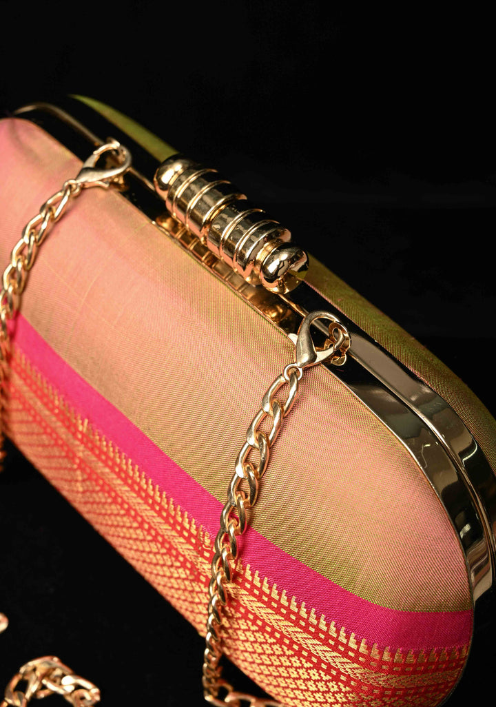 Pure Yeola Paithnai Silk Clutch with Zari Border | SILK MARK CERTIFIED