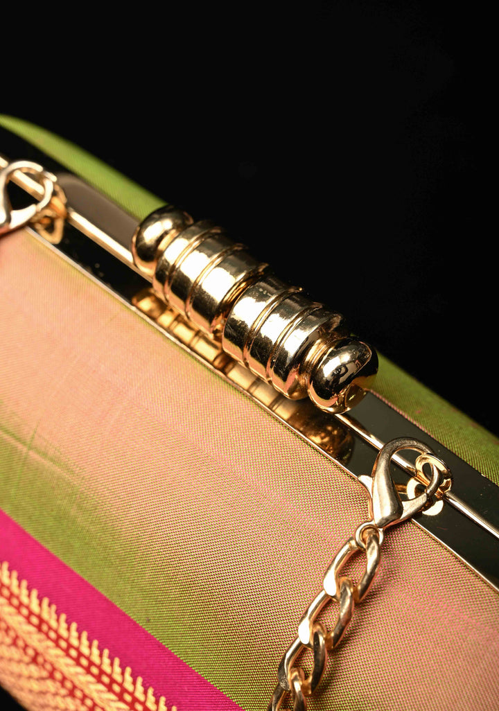 Pure Yeola Paithnai Silk Clutch with Zari Border | SILK MARK CERTIFIED