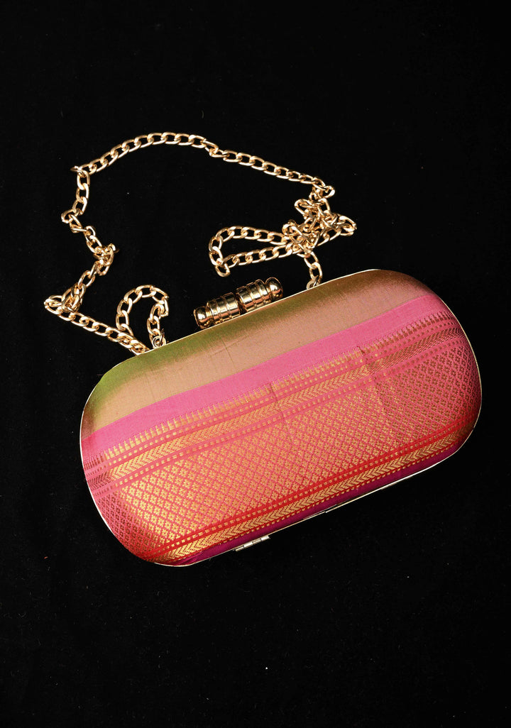 Pure Yeola Paithnai Silk Clutch with Zari Border | SILK MARK CERTIFIED