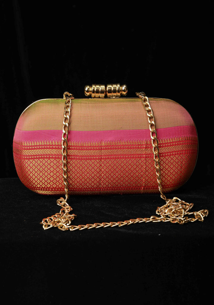 Pure Yeola Paithnai Silk Clutch with Zari Border | SILK MARK CERTIFIED