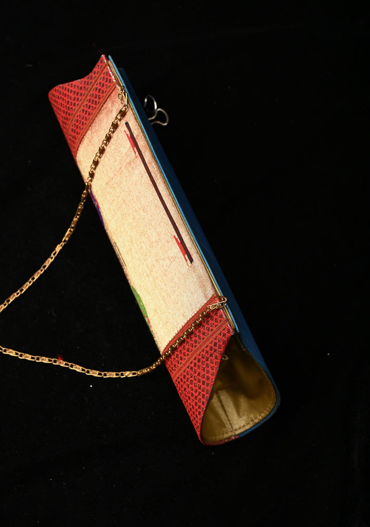 Authentic Handcrafted Paithani Pure Silk Clutch with Birds Motifs | SILK MARK CERTIFIED