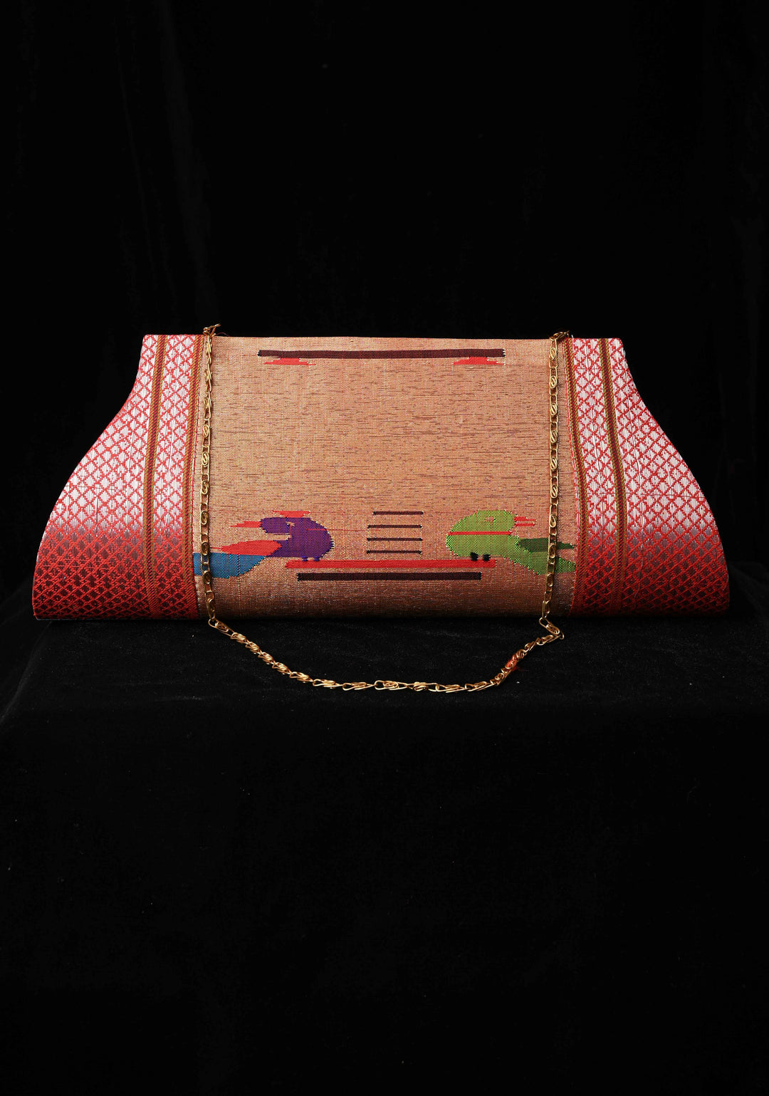 Authentic Handcrafted Paithani Pure Silk Clutch with Birds Motifs | SILK MARK CERTIFIED