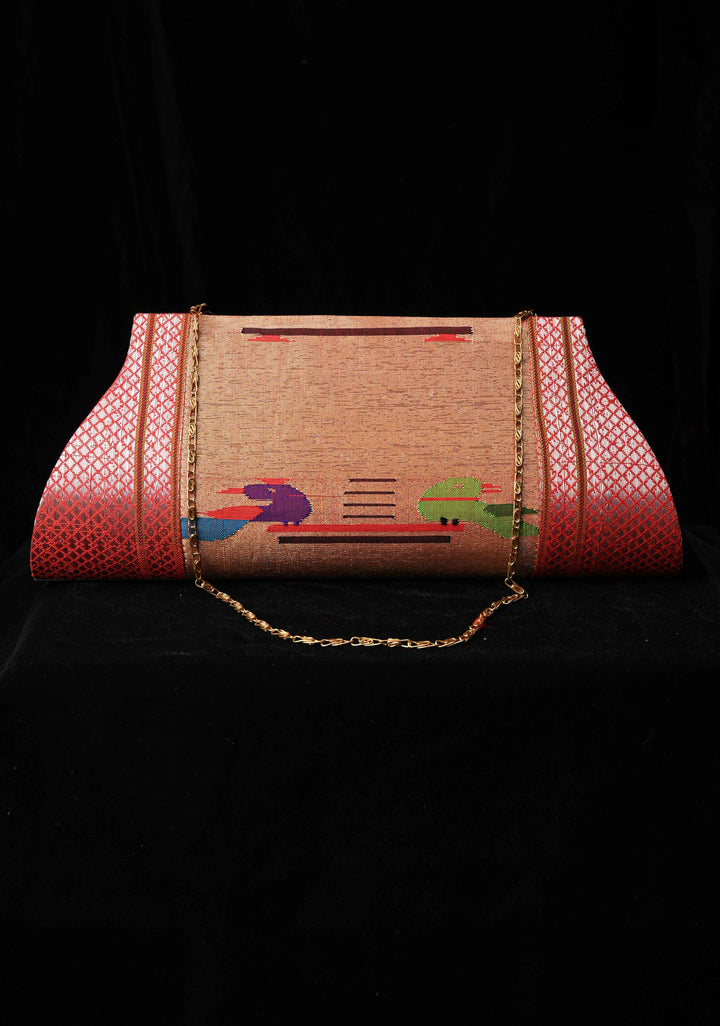 Authentic Handcrafted Paithani Pure Silk Clutch with Birds Motifs | SILK MARK CERTIFIED