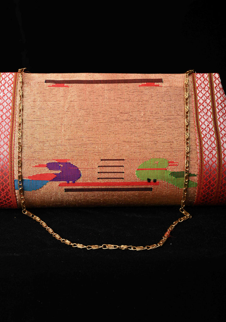 Authentic Handcrafted Paithani Pure Silk Clutch with Birds Motifs | SILK MARK CERTIFIED