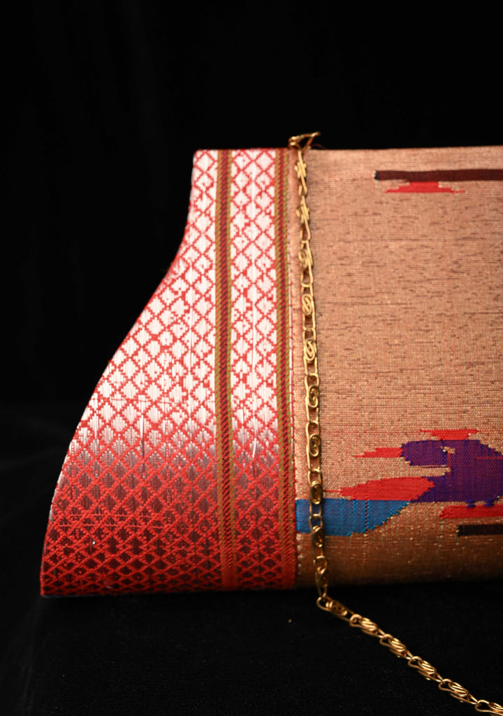 Authentic Handcrafted Paithani Pure Silk Clutch with Birds Motifs | SILK MARK CERTIFIED