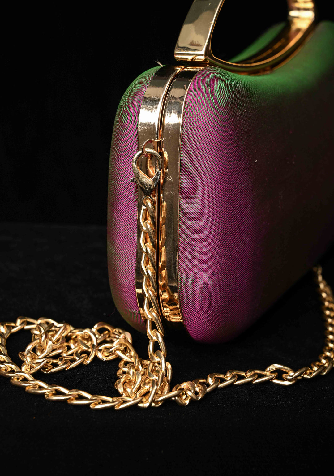 Pure Yeola Paithani Silk Cluth with Moti Nath Detailing, handles and detachable chain | SILK MARK CERTIFIED