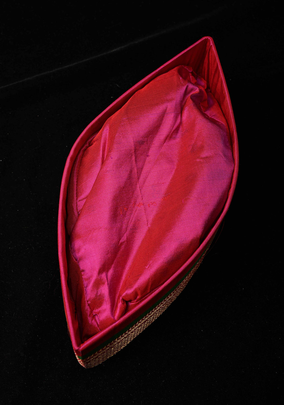 Fuchsia Pink Brocade Turban Hat with Zari Border | SILK MARK CERTIFIED