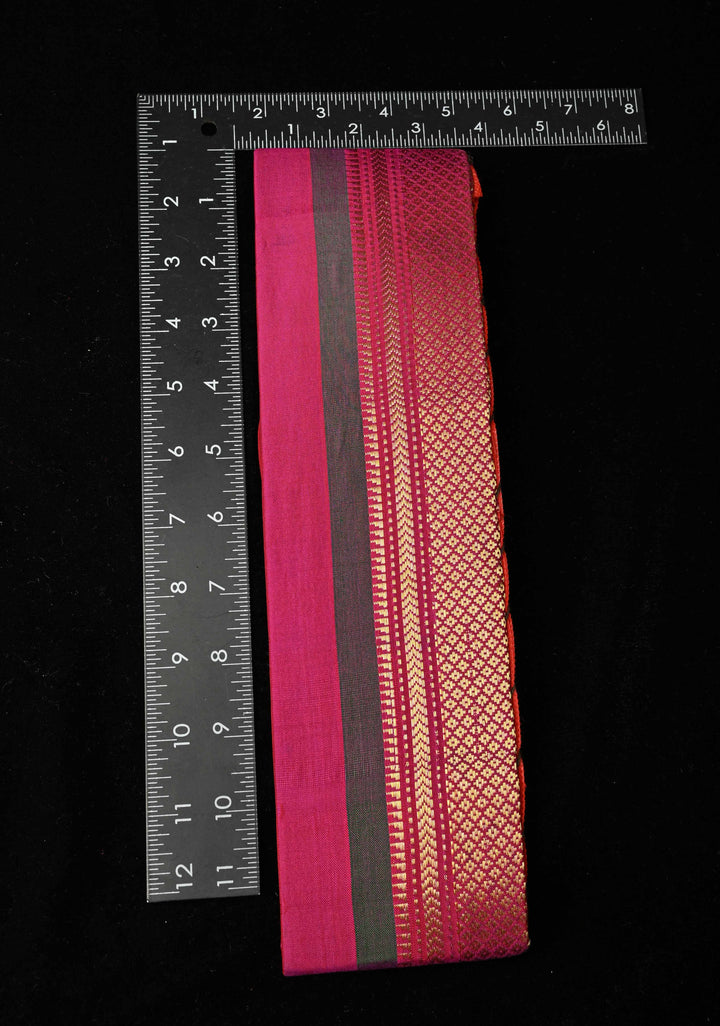 Fuchsia Pink Brocade Turban Hat with Zari Border | SILK MARK CERTIFIED