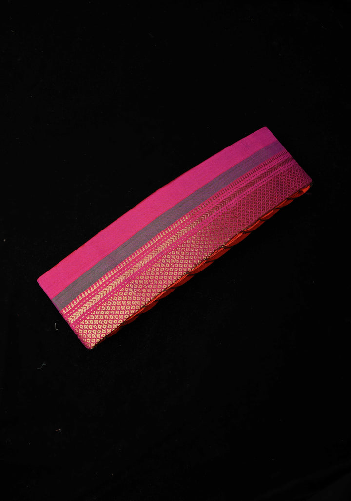Fuchsia Pink Brocade Turban Hat with Zari Border | SILK MARK CERTIFIED